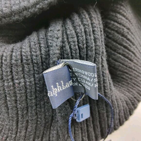 Polo Ralph Lauren 100% Wool Knit Hat Beanie Black - Picture 4 of 4